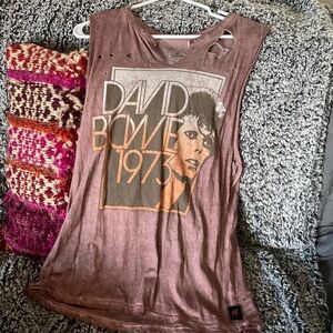 Distressed David Bowie muscle tank